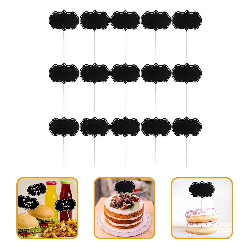 

24 Pcs Label Insert Food Labels Party Buffet Cheese Markers Cupcake Toppers Black Toothpick Flags Signs Picks Chalk Board