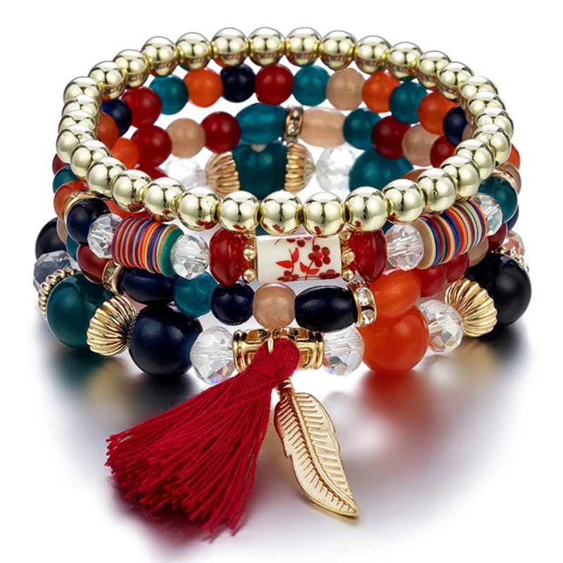 Trend Bohemian Ethnic Style Female Accessories Multi-Layer Beaded Bracelet Tassel Feather Small Pendant Elastic Bracelet Jewelry
Trend Bohemian Ethnic Style Female Accessories Multi-Layer Beaded Bracelet Tassel Feather Small Pendant Elastic Bracelet Jewelry