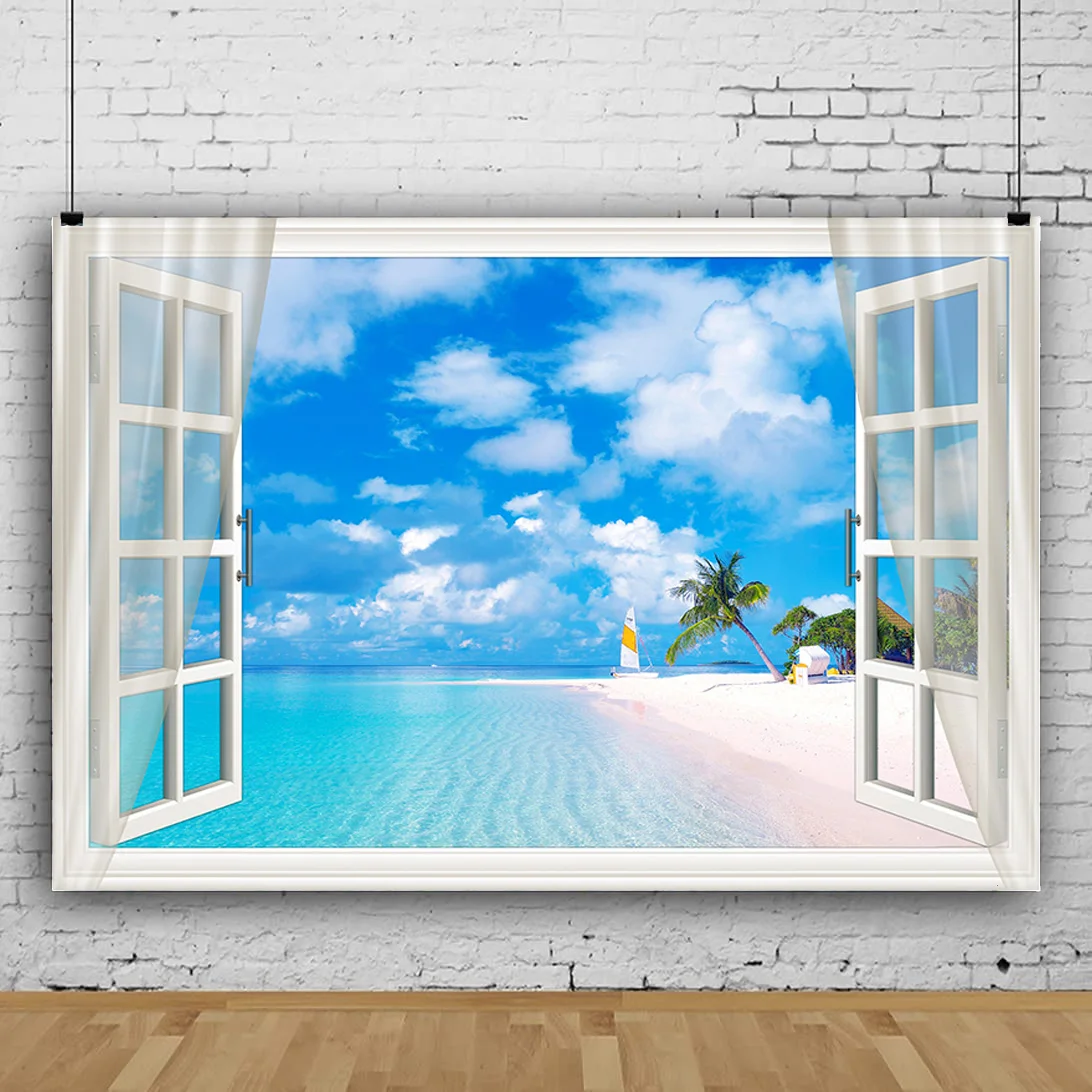 Vinyl Custom Window Beach Coconut Tree Photography Backdrops Props Scenery Mall Indoor Decoration Photo Studio Background HH-27
Vinyl Custom Window Beach Coconut Tree Photography Backdrops Props Scenery Mall Indoor Decoration Photo Studio Background HH-27