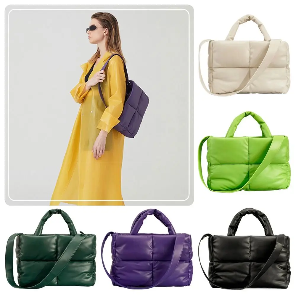 

Soft Down Cotton Padded Shoulder Bag Shopper Bag Handbag Quilted Tote Bag for Women Puffer Bag Puffy Tote Bag