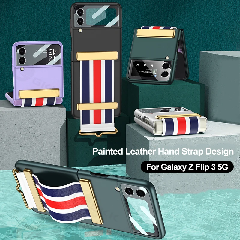 GKK окрашенный кожаный пластиковый чехол с ремешком на руку для Samsung Galaxy Z, флип-чехол с 3 искусственными элементами, стеклянный чехол на задню...
GKK окрашенный кожаный пластиковый чехол с ремешком на руку для Samsung Galaxy Z, флип-чехол с 3 искусственными элементами, стеклянный чехол на задню...