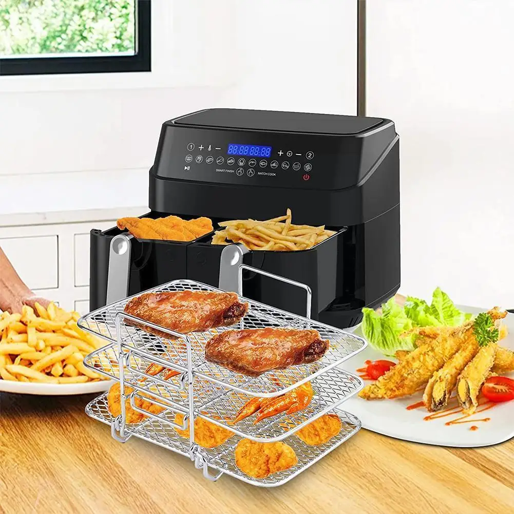 Air Fryer Rack For Ninja Dual Air Fryer 304 Steel Multi-Layer Dehydrator Rack Toast Rack Air Fryer Accessories J8Z0
Air Fryer Rack For Ninja Dual Air Fryer 304 Steel Multi-Layer Dehydrator Rack Toast Rack Air Fryer Accessories J8Z0