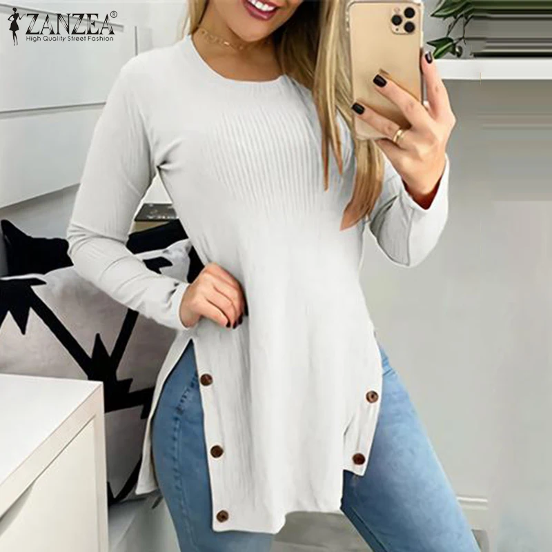 Women Fashion O Neck Tops ZANZEA Solid T-Shirts 2022 Spring Long Sleeve Tees Lady Casual Irregular Tunic Oversized Spilt Blusas
Women Fashion O Neck Tops ZANZEA Solid T-Shirts 2022 Spring Long Sleeve Tees Lady Casual Irregular Tunic Oversized Spilt Blusas