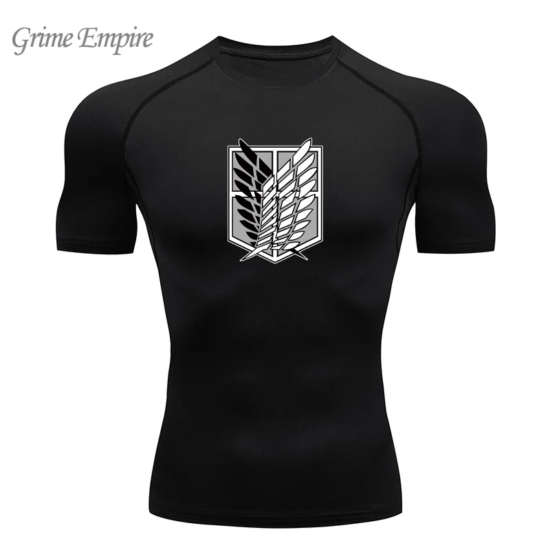 

Men's Compression Shirt Fitness Workout Anime Attack on Titan Sport Quick Dry Tight Gym TShirts Elasticity Tops Tee Summer Male