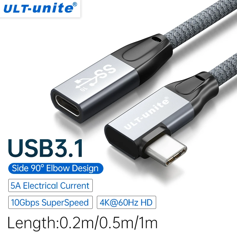 ULT-unite USB 100W Fast Charging Cable Extender Cord 10Gbps Type-C USB 3.1 Male to Female Extension Data Cable For Laptop Switch
ULT-unite USB 100W Fast Charging Cable Extender Cord 10Gbps Type-C USB 3.1 Male to Female Extension Data Cable For Laptop Switch