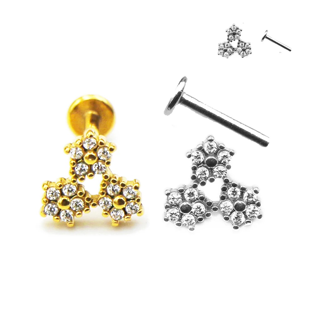 16G Triple Stacks Flower CZ Zircon Labret Stud Lip Internal Thread Helix Piercing Daith Conch Earring Ear Tragus Jewelry
16G Triple Stacks Flower CZ Zircon Labret Stud Lip Internal Thread Helix Piercing Daith Conch Earring Ear Tragus Jewelry