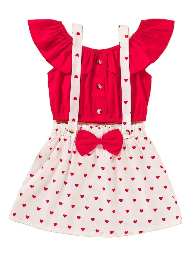 New Children Suit Butterfly Sleeve T-shirt Casual Short Dress Overalls Set Kid Costume Girl Summer Clothes Student Clothing Prop 
New Children Suit Butterfly Sleeve T-shirt Casual Short Dress Overalls Set Kid Costume Girl Summer Clothes Student Clothing Prop