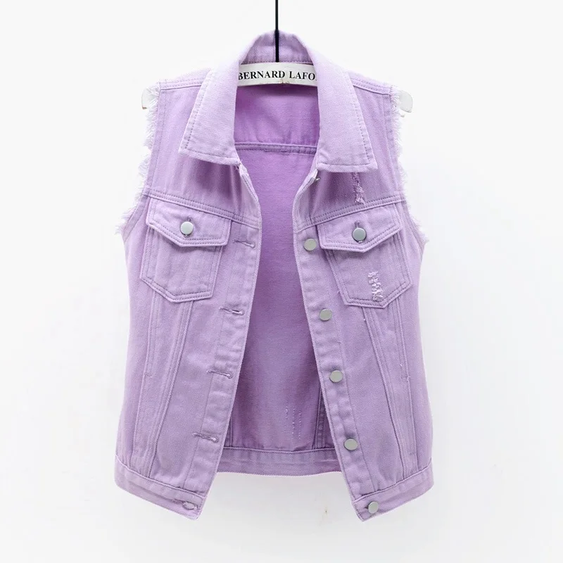 2022 New Fashion Purple Short Denim Vest Women's Autumn Casual Single Breasted Jeans Waistcoat Plus size Slim Sleeveless Jackets
2022 New Fashion Purple Short Denim Vest Women's Autumn Casual Single Breasted Jeans Waistcoat Plus size Slim Sleeveless Jackets