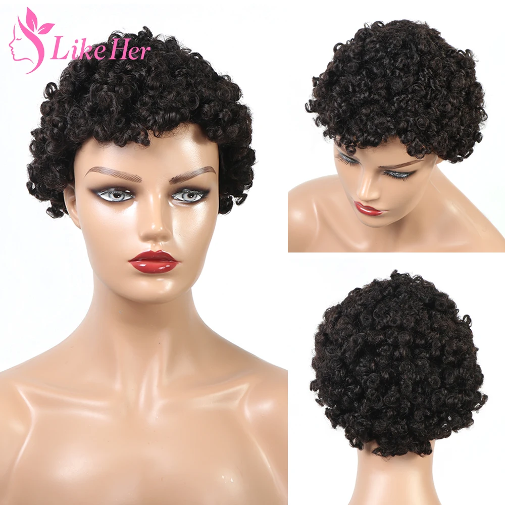 Curly Pixie Cut Human Hair Wig Deep Wave Short Bob Wig For Woman Human Hair Peruvian Cheap Glueless Full Machine Wig With Bangs
Curly Pixie Cut Human Hair Wig Deep Wave Short Bob Wig For Woman Human Hair Peruvian Cheap Glueless Full Machine Wig With Bangs