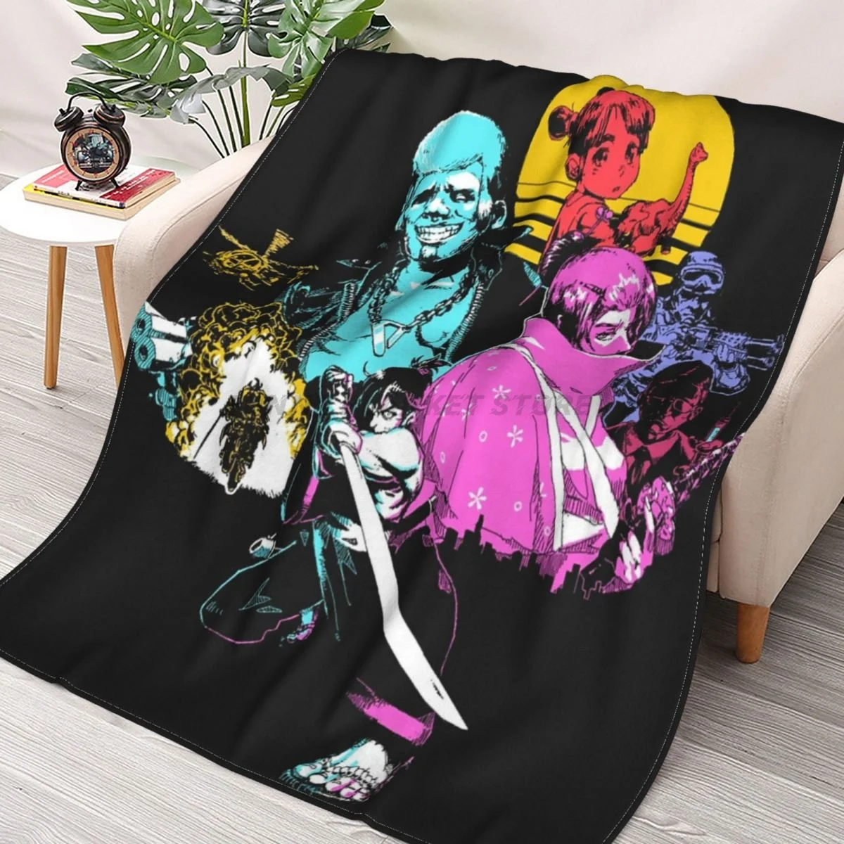 

KATANA ZERO At Least Try Throws Blankets Collage Flannel Ultra-Soft Warm picnic blanket bedspread on the bed