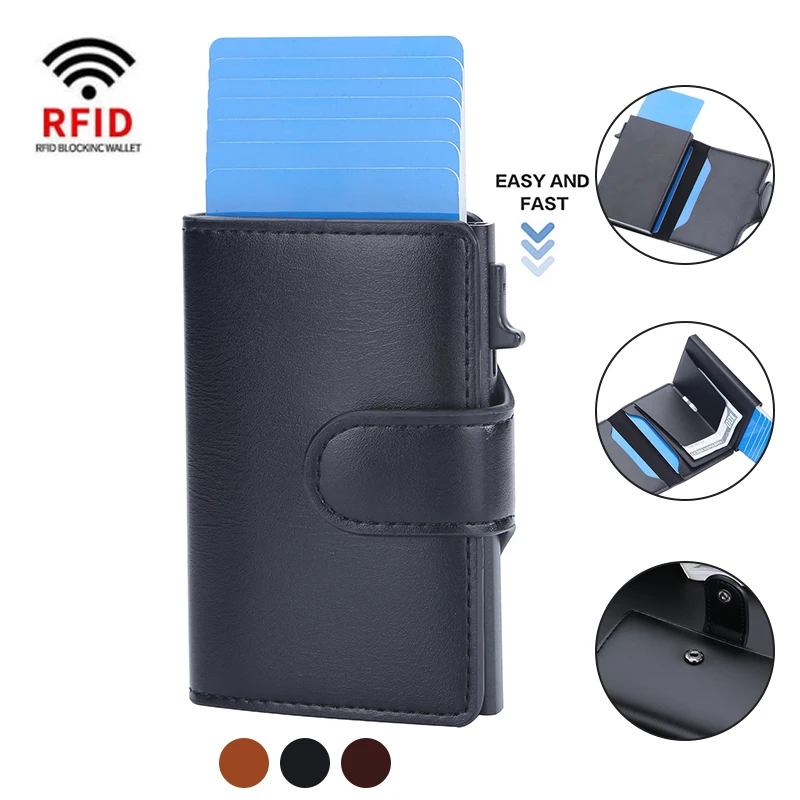 

DIENQI Rfid Card Holder Wallets Men Brand Rfid Black Magic Trifold Leather Slim Mini Wallet Small Money Bag Male Purses Walet