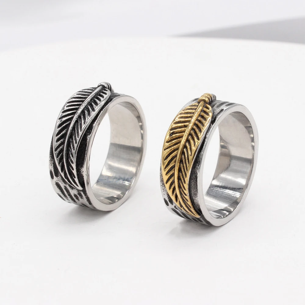 Fashion Retro Feather Ring Punk Personalized Stainless Steel Simple Jewelry Creative Men's Women's Couple Ring Gifts Wholesale
Fashion Retro Feather Ring Punk Personalized Stainless Steel Simple Jewelry Creative Men's Women's Couple Ring Gifts Wholesale
