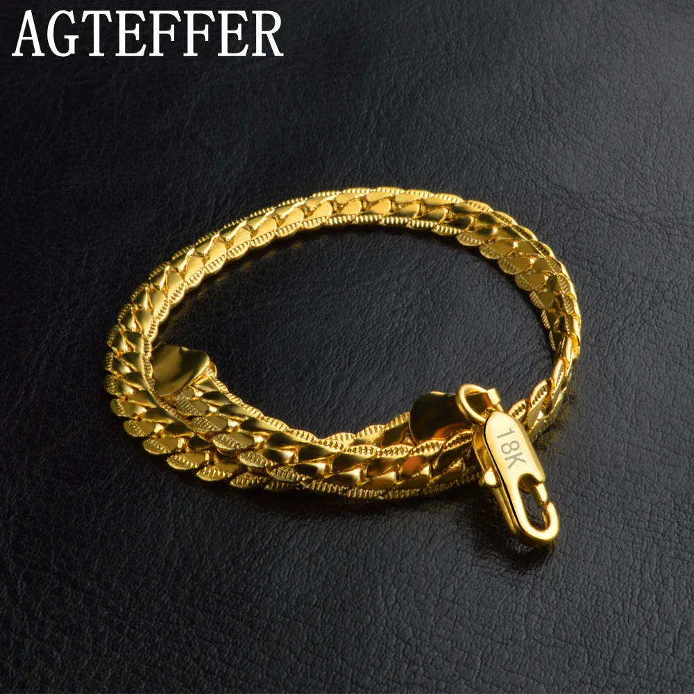 AGTEFFER 8 Inch 925 Sterling Silver Bracelet 5MM Gold/Silver Side Chain Bracelet For Woman Man Fashion Wedding Jewelry Gift
AGTEFFER 8 Inch 925 Sterling Silver Bracelet 5MM Gold/Silver Side Chain Bracelet For Woman Man Fashion Wedding Jewelry Gift