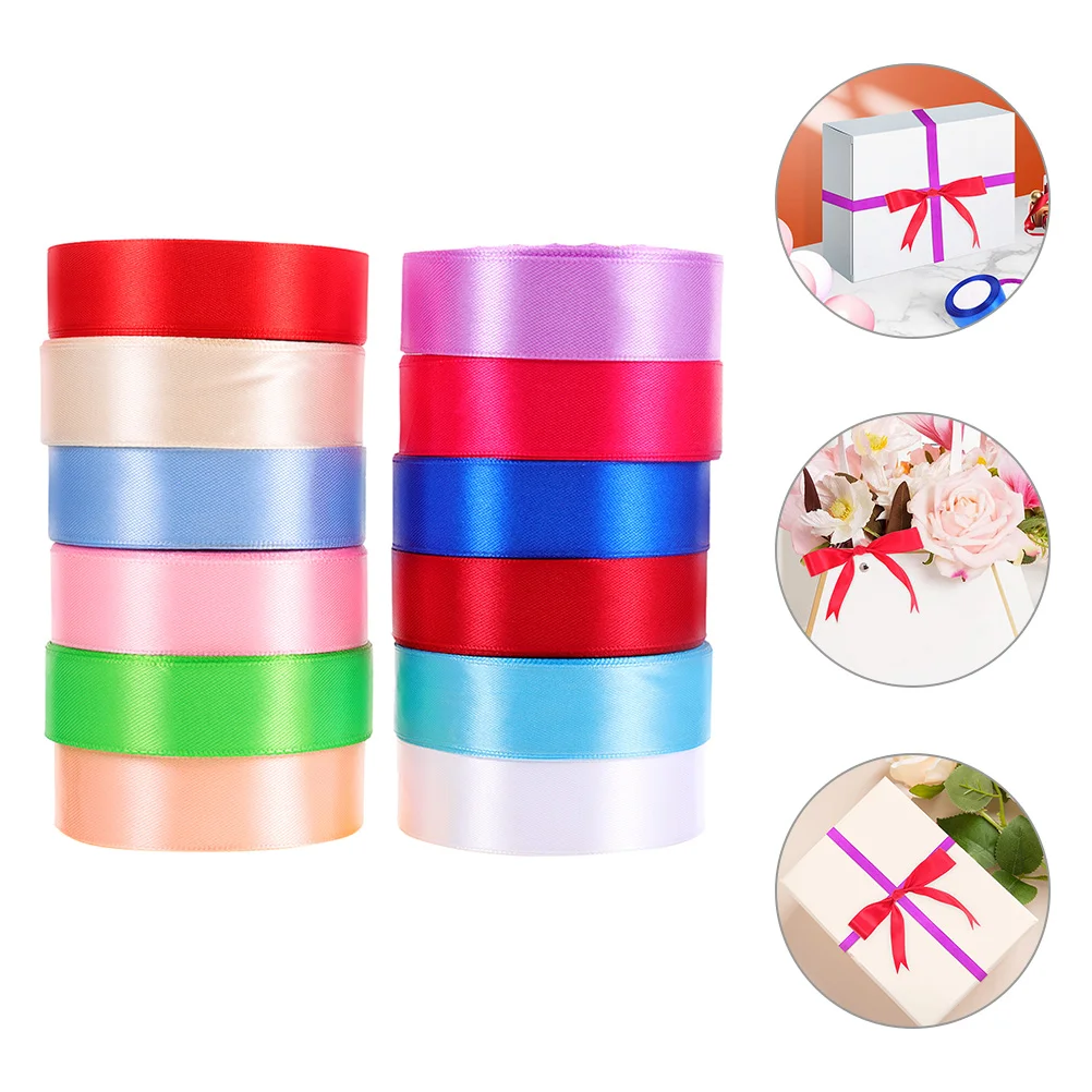 

12 Rolls 25cm Ribbon Flower Packing Ribbons Wrapping The Gift Ornaments Polyester Packaging Tape DIY Elegant Style