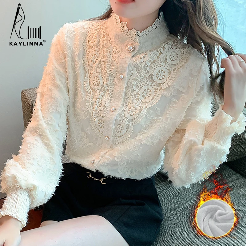 KAYLINNA Autumn Luxury Lace Print Plus Velvet Blouse Women Pullover Fashion Elegant Casual Shirts Long Sleeve Woman Blouses Tops
KAYLINNA Autumn Luxury Lace Print Plus Velvet Blouse Women Pullover Fashion Elegant Casual Shirts Long Sleeve Woman Blouses Tops