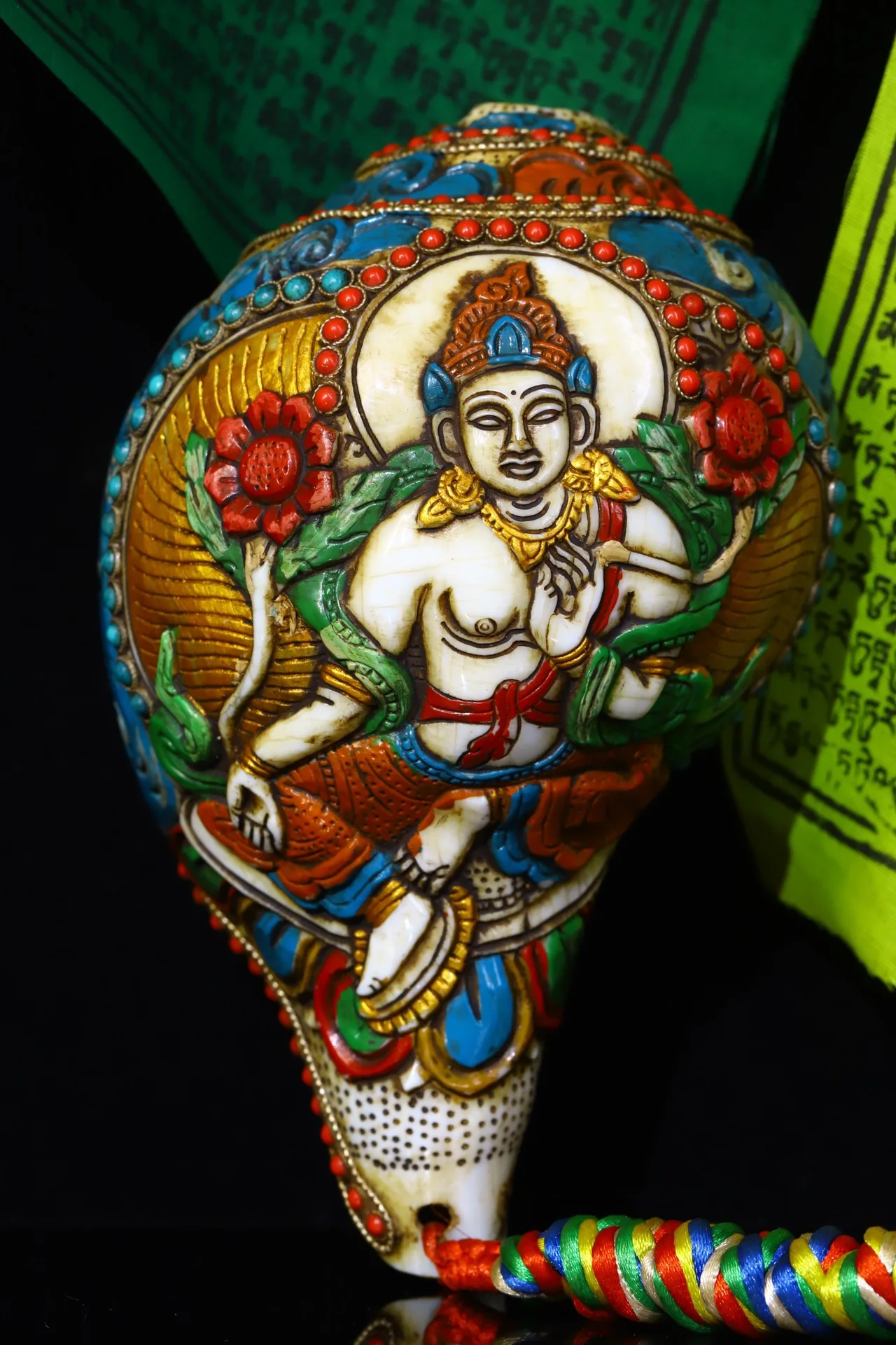 8" Tibetan Temple Collection Old Natural Conch painted Gem white tara Buddha conch Amulet chanting Buddhist utensils Town House
8" Tibetan Temple Collection Old Natural Conch painted Gem white tara Buddha conch Amulet chanting Buddhist utensils Town House