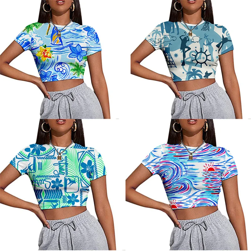 Summer Women Top Sexy Midriff-baring T-shirt Sling Crop Short Sleeve Casual Clothes Print Comfortable Simple Style
Summer Women Top Sexy Midriff-baring T-shirt Sling Crop Short Sleeve Casual Clothes Print Comfortable Simple Style