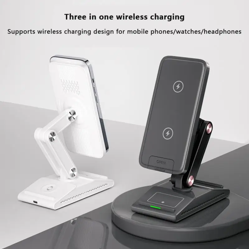 

RYRA Portable 15W 3 In 1 Wireless Charger Folding Stand Fast Charging Dock Station For IPhone 14 13 12 Apple Watch IWatch Airpod
