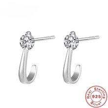 Fashion 925 Sterling Silver Stud Earrings Simple Curved Single Diamond Earrings Womens Charm Wedding Jewelry Party Gifts