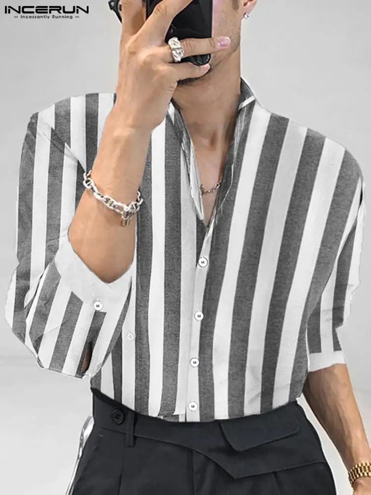 INCERUN Men Striped Shirt Stand Collar 3/4 Sleeve Button Streetwear 2022 Casual Men Clothing Harajuku Breathable Leisure Shirts
INCERUN Men Striped Shirt Stand Collar 3/4 Sleeve Button Streetwear 2022 Casual Men Clothing Harajuku Breathable Leisure Shirts