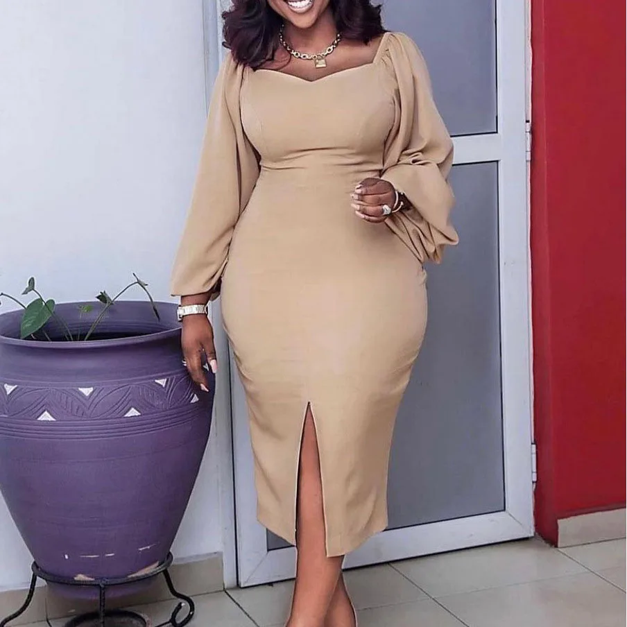 African Elegant Slim Fit Dresses for Women Summer Fashion Solid Color Lady Dresses New Square Collar Long Sleeve Female Gown
African Elegant Slim Fit Dresses for Women Summer Fashion Solid Color Lady Dresses New Square Collar Long Sleeve Female Gown