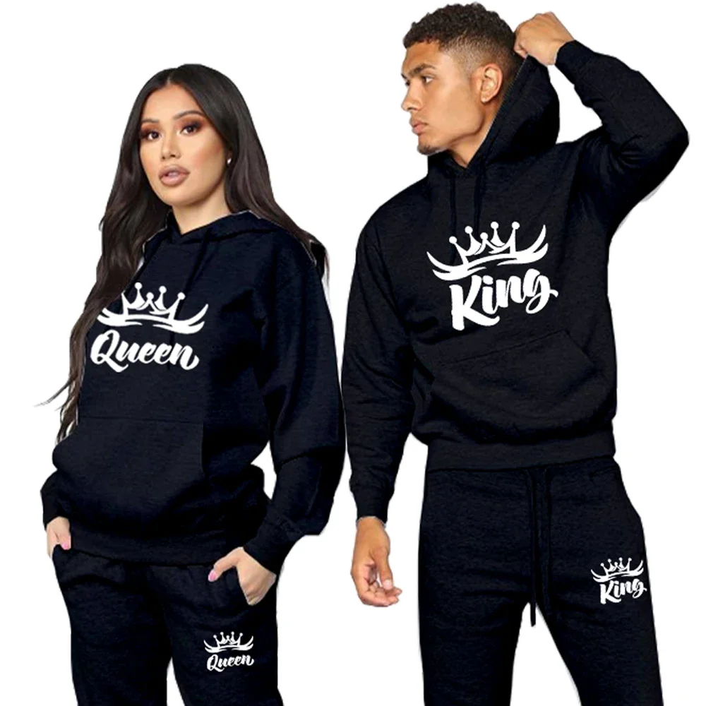 Couples Sport Wear King Queen Letter Print Tracksuit Lover Fashion Hoodies Suit Casual Hoodie Pant Set Matching Men Women 2023
Couples Sport Wear King Queen Letter Print Tracksuit Lover Fashion Hoodies Suit Casual Hoodie Pant Set Matching Men Women 2023
