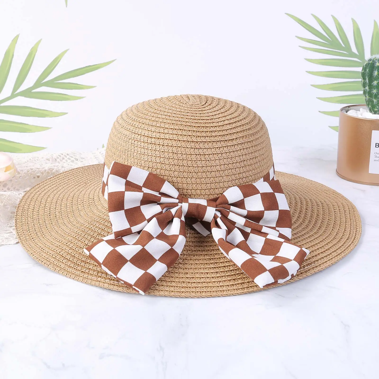 Children Girl Hat Weave Wide Brim Plaid Bow Decor Breathable Sun Protection Anti-uv Beach Seaside Cap
Children Girl Hat Weave Wide Brim Plaid Bow Decor Breathable Sun Protection Anti-uv Beach Seaside Cap