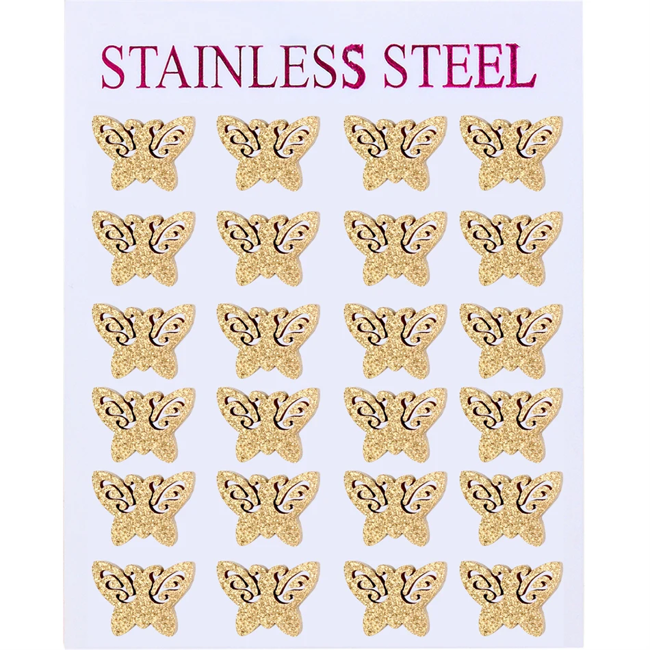 Wholesale Butterfly Earrings Child Animal Stud Golden Frosted Stainless Steel Jewelry Girl Woman Cheap Accessories 12 Pairs Lot
Wholesale Butterfly Earrings Child Animal Stud Golden Frosted Stainless Steel Jewelry Girl Woman Cheap Accessories 12 Pairs Lot