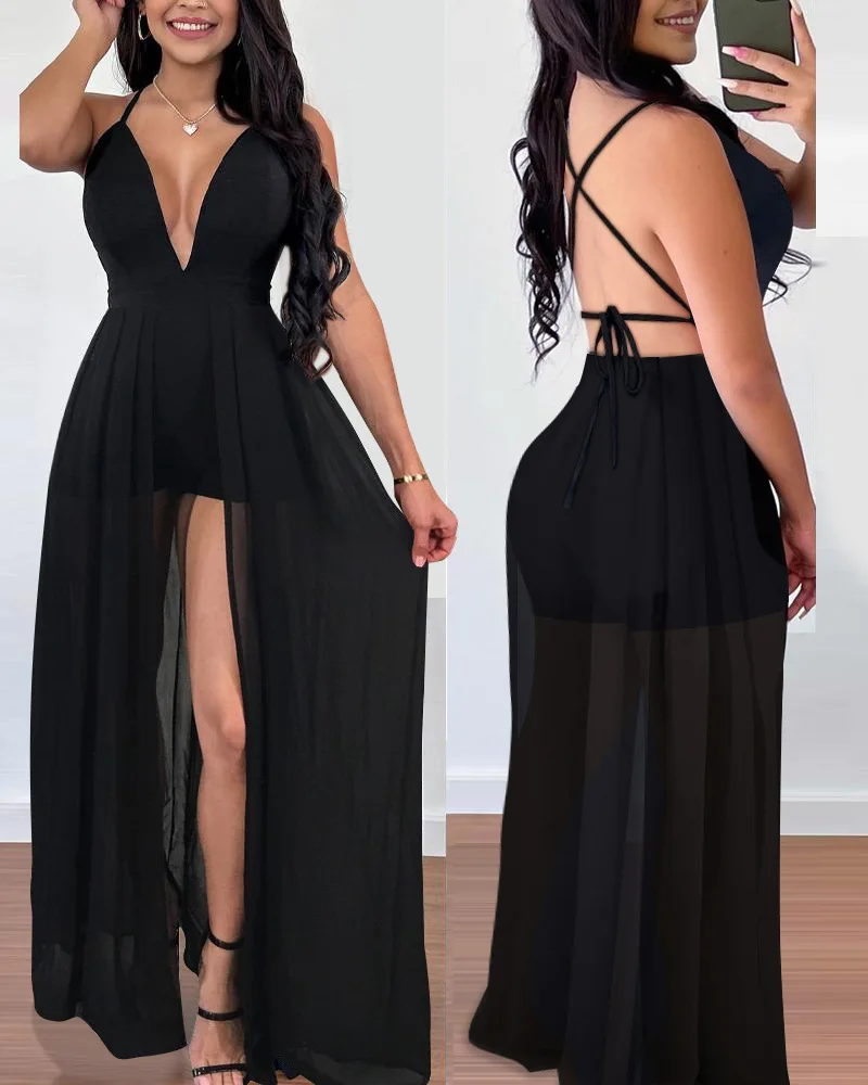 Crisscross Backless Plunge Skort Romper Women High Waist Solid Color Deep V neck Sleeveless Spring Summer Skort
Crisscross Backless Plunge Skort Romper Women High Waist Solid Color Deep V neck Sleeveless Spring Summer Skort