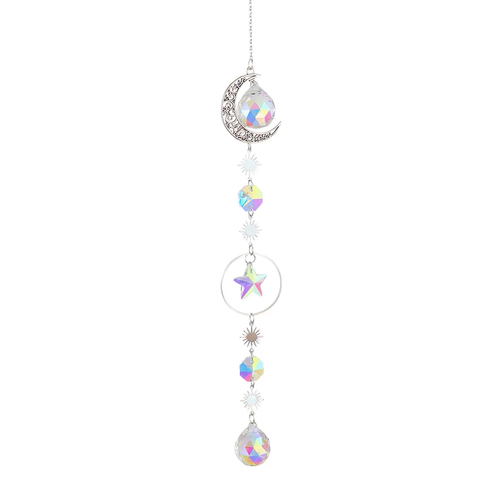 Crystal wind chimes sun and moon pendant diamond prism pendant rainbow dream catcher home garden wind chime ornament
Crystal wind chimes sun and moon pendant diamond prism pendant rainbow dream catcher home garden wind chime ornament
