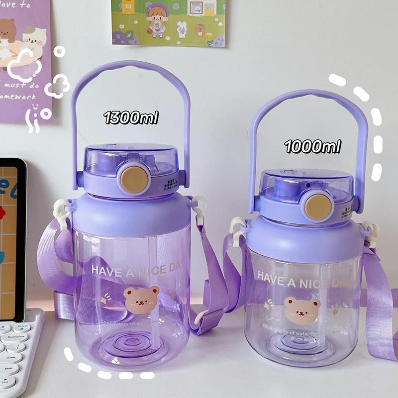 Kawaii Bear Plastic Water Bottle With Straw For Girls Boy Portable Strap Summer Large Capacity Milk Bubble Tea Cup Sports Kettle
Kawaii Bear Plastic Water Bottle With Straw For Girls Boy Portable Strap Summer Large Capacity Milk Bubble Tea Cup Sports Kettle