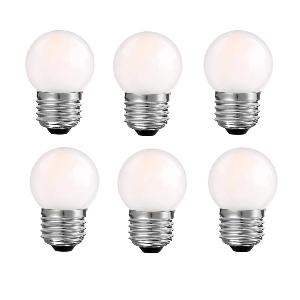 

Mini Milk Bulb LED Edison Globe 2700K Warm White E26 E27 1.5W Dimmable Retro Style G40 Filament Bulb Frosted Glass Bulb