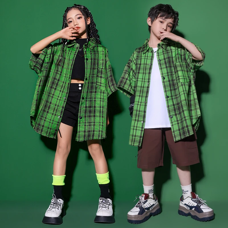 Kids Street Wear Outfits Teen Hip Hop Clothing Oversize Plaid Green Shirt Cargo Shorts For Girl Boy Jazz Dance Costume Clothes
Kids Street Wear Outfits Teen Hip Hop Clothing Oversize Plaid Green Shirt Cargo Shorts For Girl Boy Jazz Dance Costume Clothes