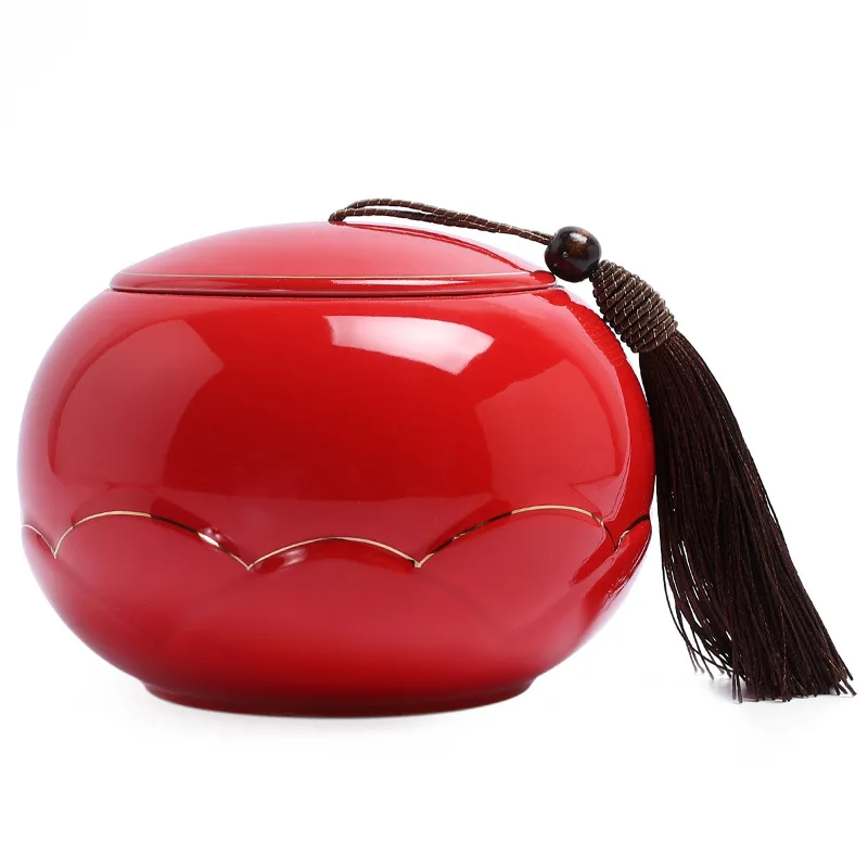 Chinese Red Gold-plated Ceramic Jar with Lid Sealed Moisture-proof Tea Box Desktop Ornaments Coffee Beans Candy Jar Home Decor
Chinese Red Gold-plated Ceramic Jar with Lid Sealed Moisture-proof Tea Box Desktop Ornaments Coffee Beans Candy Jar Home Decor