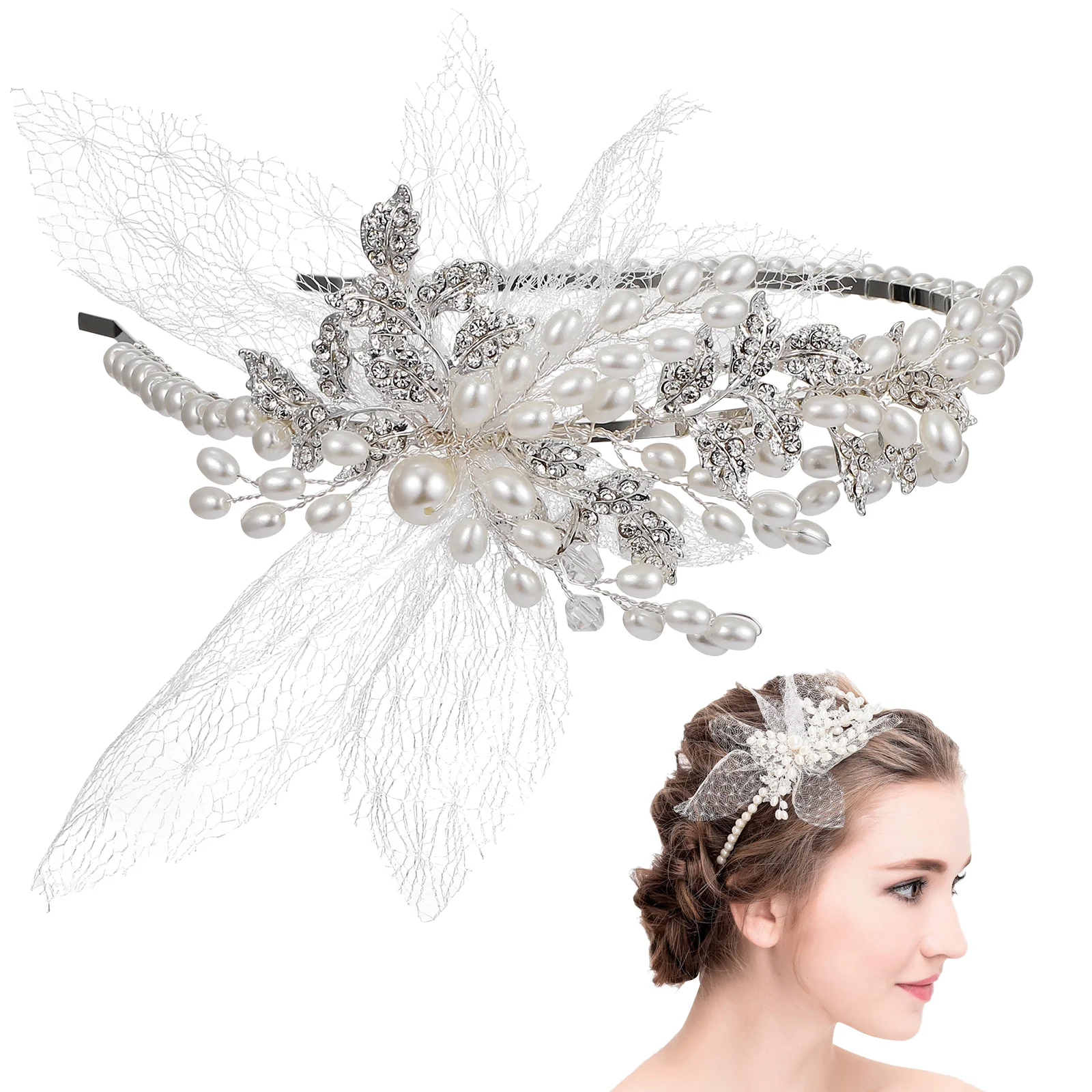 Headband Wedding Bridal Bride Headpiece Hair Women Accessories Pearl Rhinestone Tiara Crystal Headbands Pieces Headdress Mesh
Headband Wedding Bridal Bride Headpiece Hair Women Accessories Pearl Rhinestone Tiara Crystal Headbands Pieces Headdress Mesh
