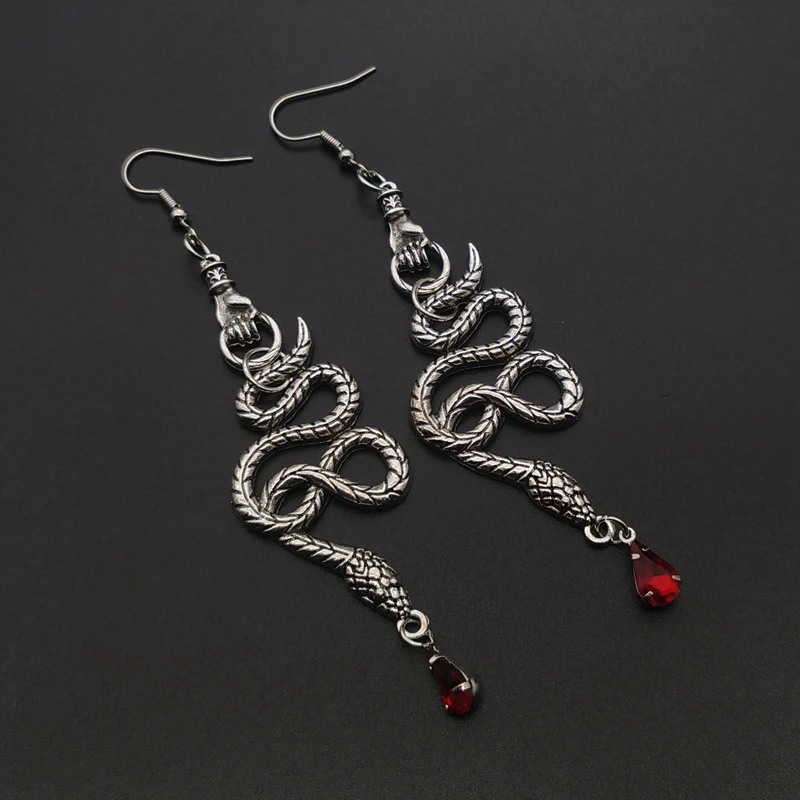Gothic Snake Hand Earrings, Snake-shaped Pendant Crystal Earrings, Witch Pagan, Bohemian Style, Creative Gift for Ladies
Gothic Snake Hand Earrings, Snake-shaped Pendant Crystal Earrings, Witch Pagan, Bohemian Style, Creative Gift for Ladies