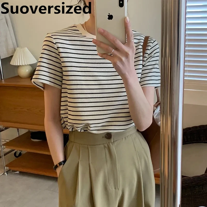 Waffle Striped Spliced T-shirts For Women Summer New Korean Fashion O Neck Camisetas Loose Casual Chic Short Sleeve Tops
Waffle Striped Spliced T-shirts For Women Summer New Korean Fashion O Neck Camisetas Loose Casual Chic Short Sleeve Tops