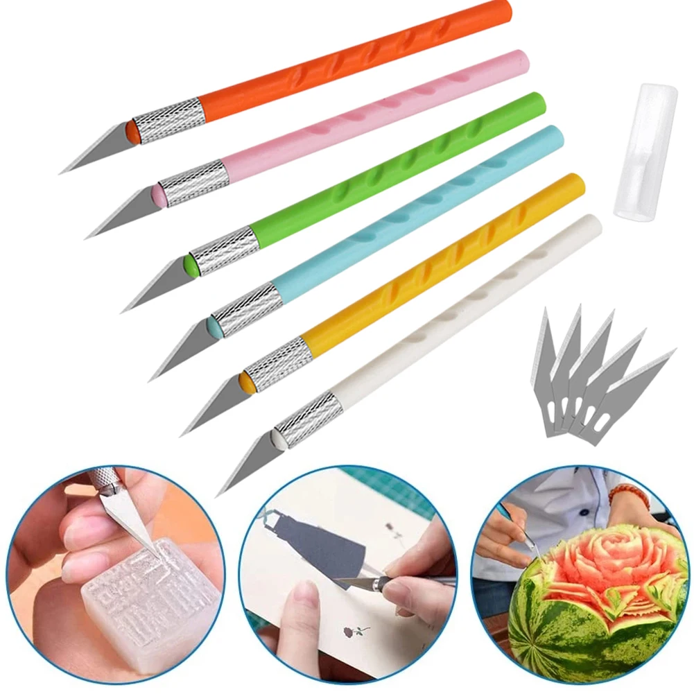 6pcs Art Carving Cutter With 11# Replacement Blades Paper Sticker DIY Carving Blade Multi Knife Repairing Hand Tool
6pcs Art Carving Cutter With 11# Replacement Blades Paper Sticker DIY Carving Blade Multi Knife Repairing Hand Tool
