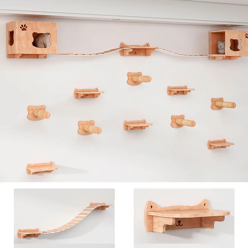 Wall Mounted Cat Climbing Frame Cat Tree Solid Wood Cat Jumping Platform Wall DIY Pet Furniture Kitten Springboard Various Size
Wall Mounted Cat Climbing Frame Cat Tree Solid Wood Cat Jumping Platform Wall DIY Pet Furniture Kitten Springboard Various Size