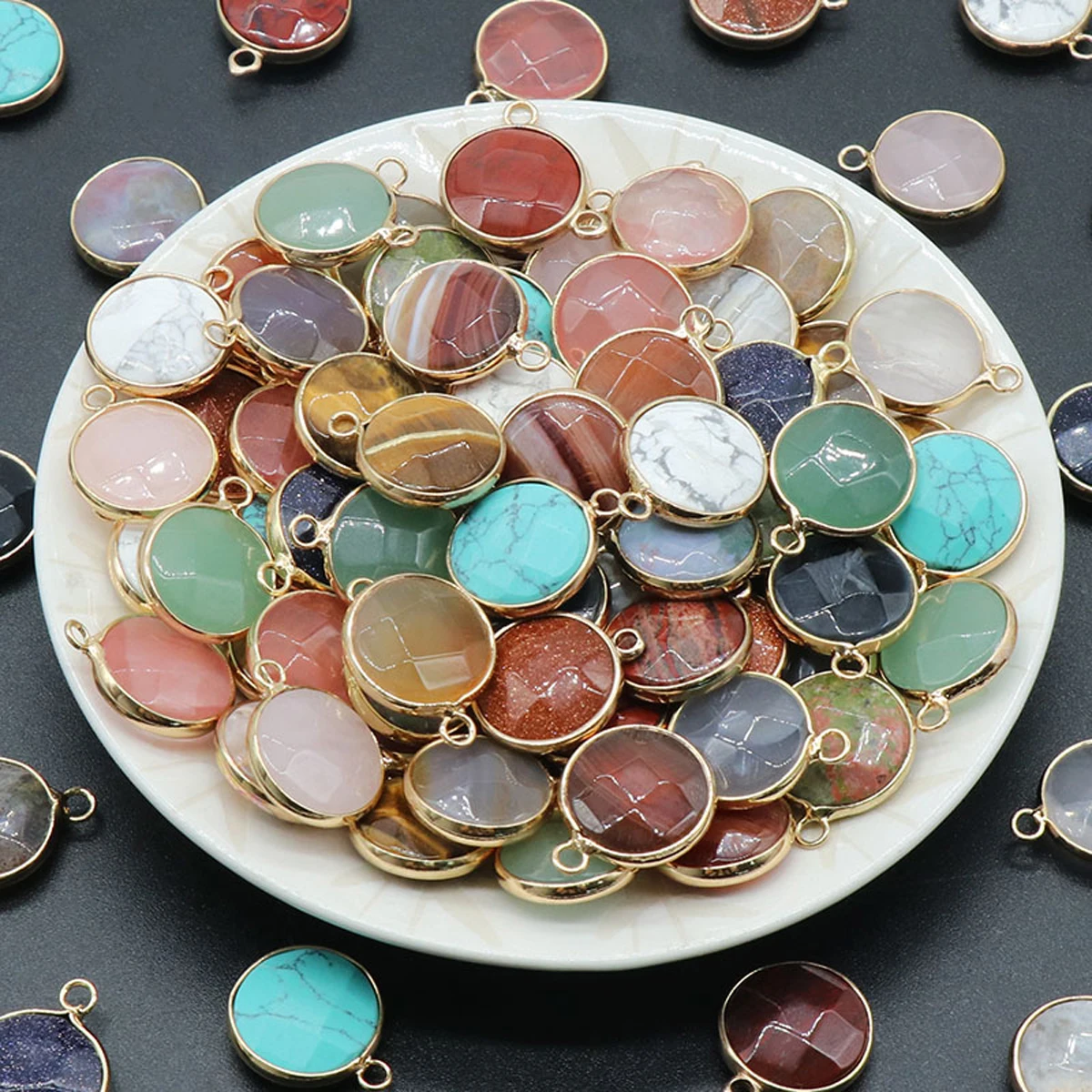 Natural Chrysanthemum Agates Pendant Faceted Round Stone Pendant Charm for Making DIY Jewerly Bracelet Earrings Necklace 18x22mm
Natural Chrysanthemum Agates Pendant Faceted Round Stone Pendant Charm for Making DIY Jewerly Bracelet Earrings Necklace 18x22mm