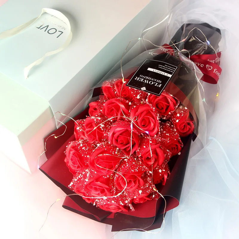 

Рождественский подарок для подруги жены на дни рождения и День Святого Валентина, имитация 21 розы, букет мыла для бара