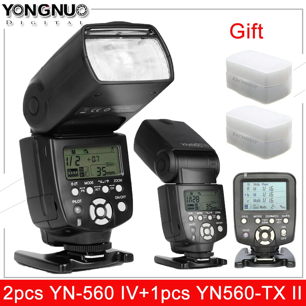YONGNUO 2pcs YN-560 IV Universal Flash Speedlite With 560TX Transmitter For Canon Nikon Fujifilm Flashlight Camera With Diffuser
YONGNUO 2pcs YN-560 IV Universal Flash Speedlite With 560TX Transmitter For Canon Nikon Fujifilm Flashlight Camera With Diffuser