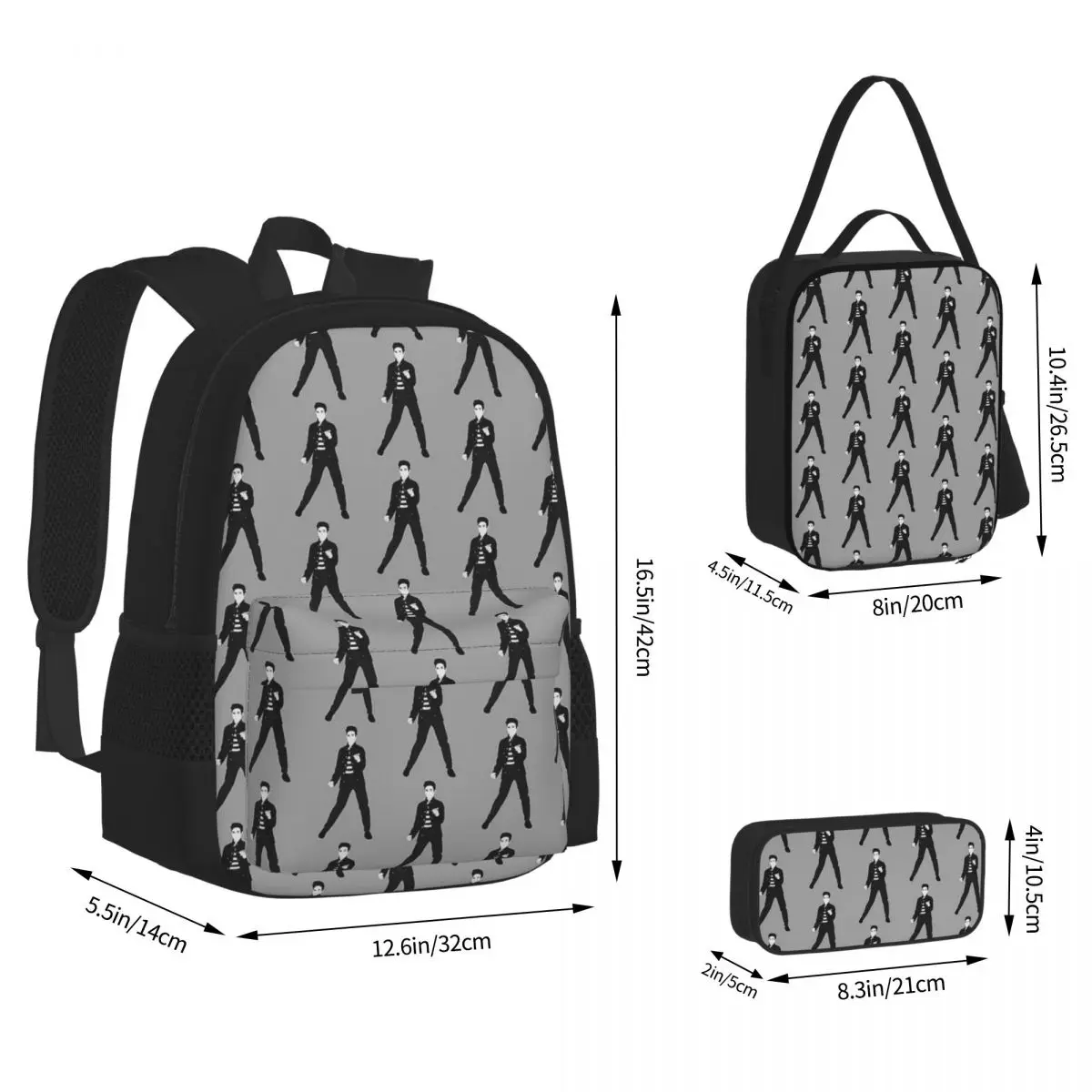 Elvis Backpacks Boys Girls Bookbag Students School Bags Cartoon Kids Rucksack Lunch Bag Pen Bag Three-Piece Set
Elvis Backpacks Boys Girls Bookbag Students School Bags Cartoon Kids Rucksack Lunch Bag Pen Bag Three-Piece Set