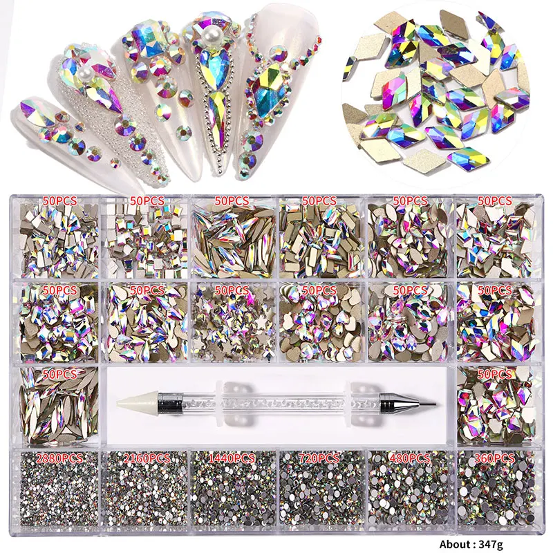 

Искусство ногтей, бриллианты в форме микро, бриллианты с плоским дном в коробке, аксессуары для дизайна ногтей, набор «сделай сам», сверло дл...