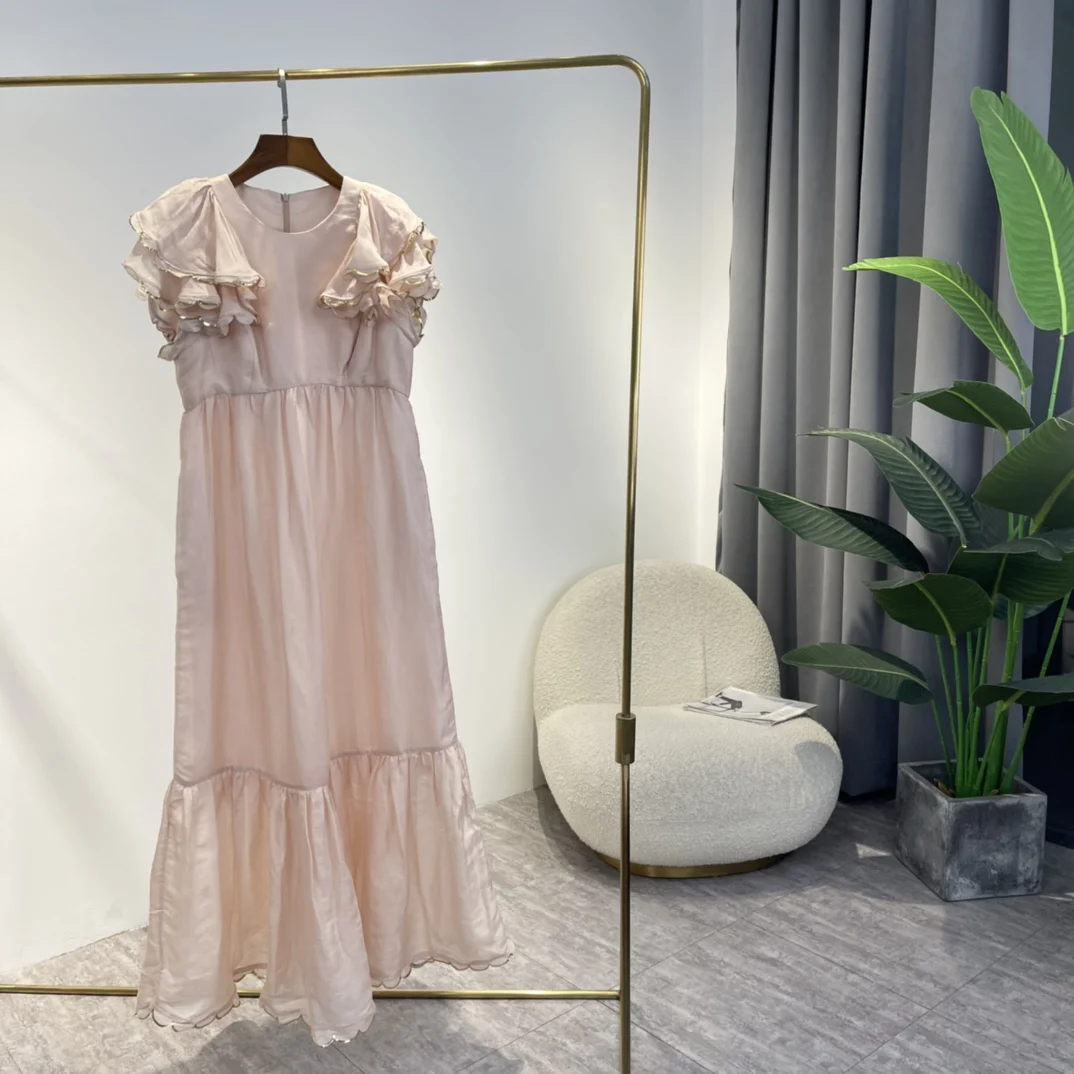 Sweet Style Golden Hem Cascading Ruffles Sleeve Pink Midi Billow Dress 2022 Top Quality Unique Designed Linen Silk Women Clothes
Sweet Style Golden Hem Cascading Ruffles Sleeve Pink Midi Billow Dress 2022 Top Quality Unique Designed Linen Silk Women Clothes