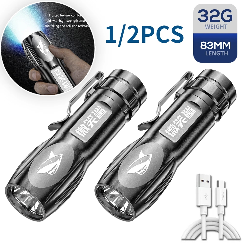 1/2pcs USB Rechargeable Mini LED Flashlights Waterproof High Power Fixed Focus Flash Lamp Outdoor Camping Tactical Flashlight
1/2pcs USB Rechargeable Mini LED Flashlights Waterproof High Power Fixed Focus Flash Lamp Outdoor Camping Tactical Flashlight