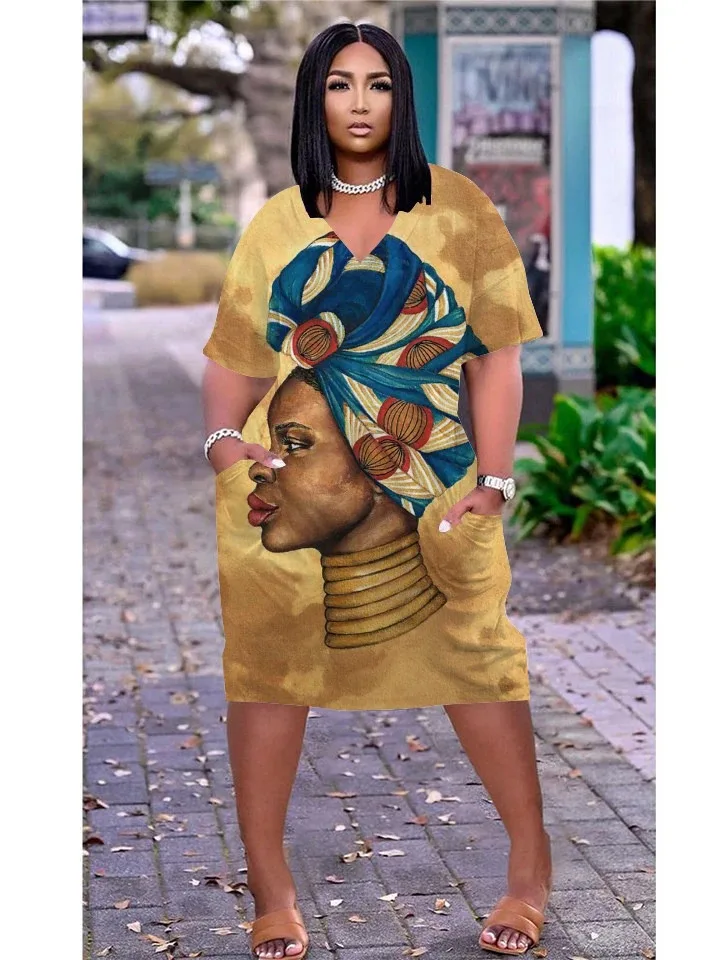 New Ladies Summer Dresses Boho Style V-Neck 3D Painted Women Clothes Pocket Sexy Loose Party Dress Knee-Length Female Clothing
New Ladies Summer Dresses Boho Style V-Neck 3D Painted Women Clothes Pocket Sexy Loose Party Dress Knee-Length Female Clothing
