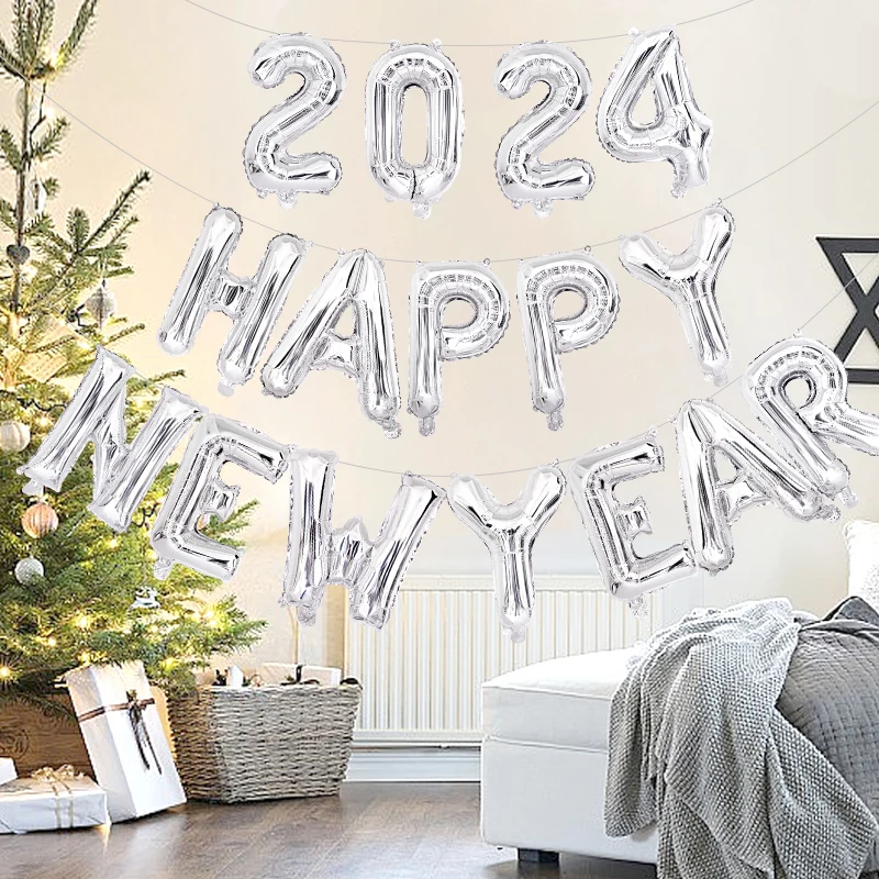 

Серебро 2024, с Новым годом, фотообои, алюминиевая фольга, воздушные шары, новый год, фотография, аксессуары для украшения