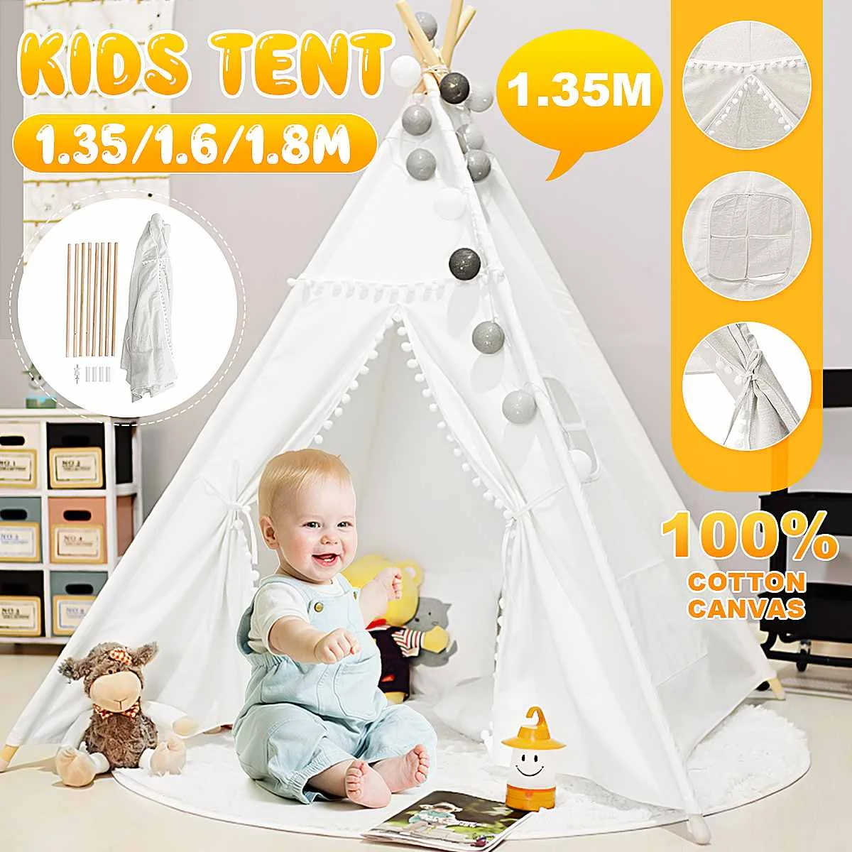 1.35M/1.6M /1.8M Large Teepee Triangle Tent Kids Playhouse Cotton Canvas Pretend Play Tent Decoration Game House Boy Girls
1.35M/1.6M /1.8M Large Teepee Triangle Tent Kids Playhouse Cotton Canvas Pretend Play Tent Decoration Game House Boy Girls