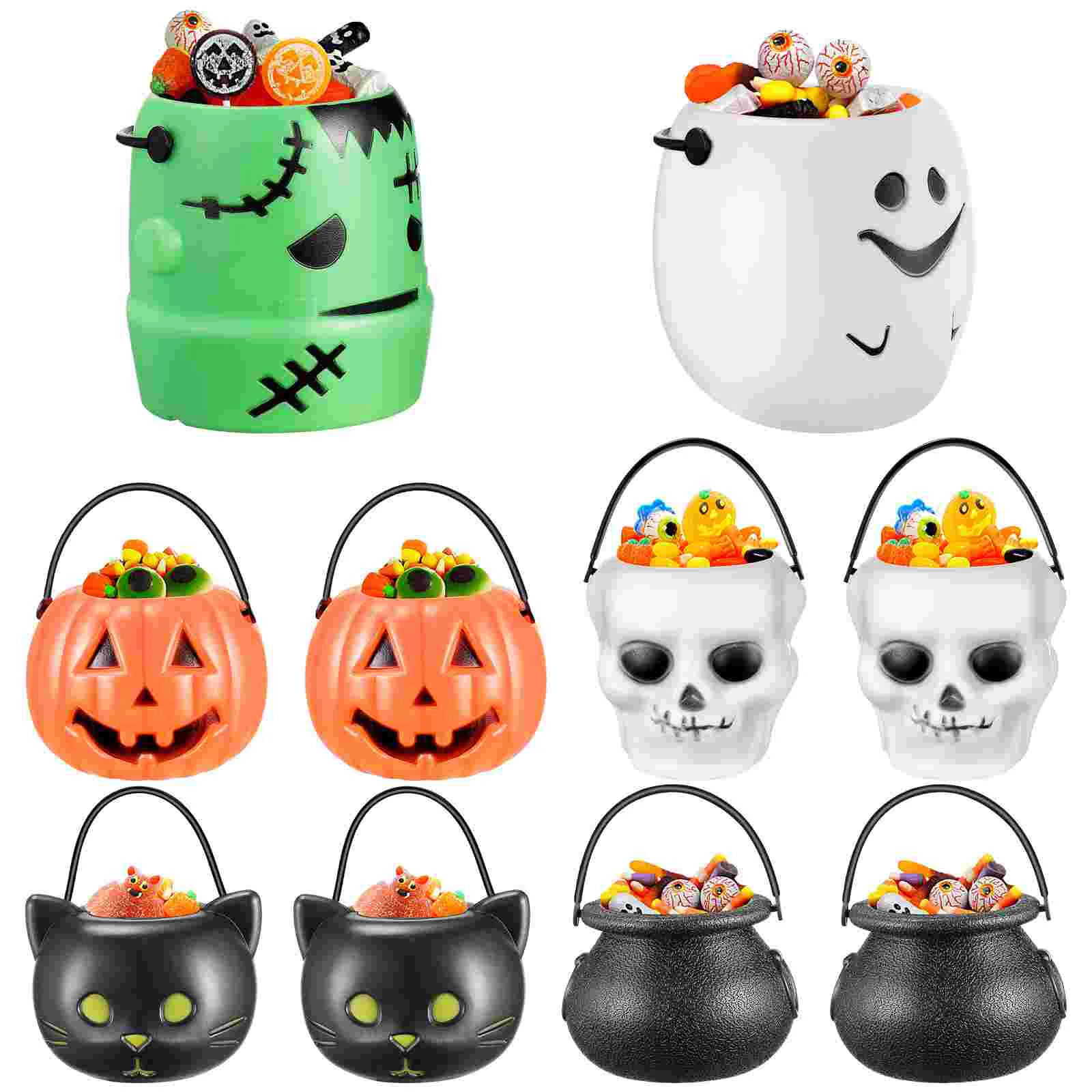 

Portable Pumpkin Bucket Halloween Party Supplies Candy Pots Holder Favors White Decor Home utensils for hospitality